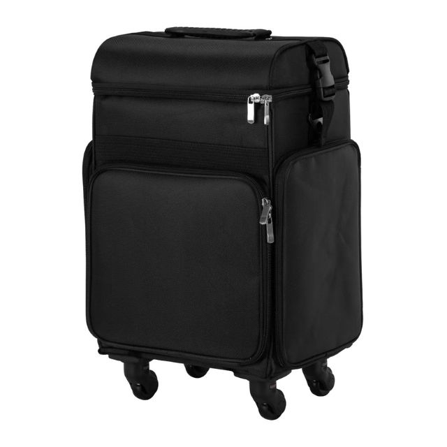 Vue générale de la valise maquillage Look 1328 avec roulettes noires